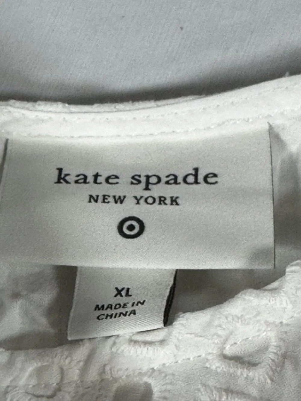 Kate Spade Eyelet Top XL White Cotton Back Keyhole Sleeveless